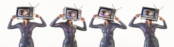 tv cabeza mujer con ojo vídeo
 - Foto, imagen