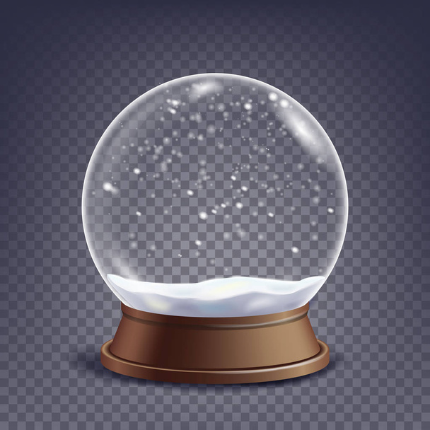 Xmas Empty Snow Globe Vector. Winter Christmas Design Element.Glass Sphere On A Stand. Isolated On Transparent Background Illustration - Vektor, Bild