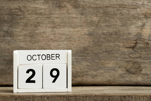 White block calendar present date 29 and month October on wood background - Photo, Image