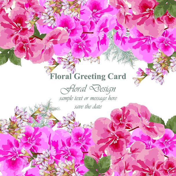 Invitation Card vector. Roses beauty flowers. Fuchsia pink colors - Vector, Image