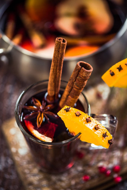 Serving festive hot mulled red wine - Photo, Image