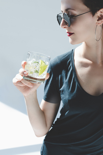 woman drinking gin tonic  - Photo, Image