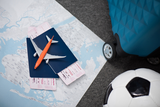 flight tickets with toy airplane - Photo, Image