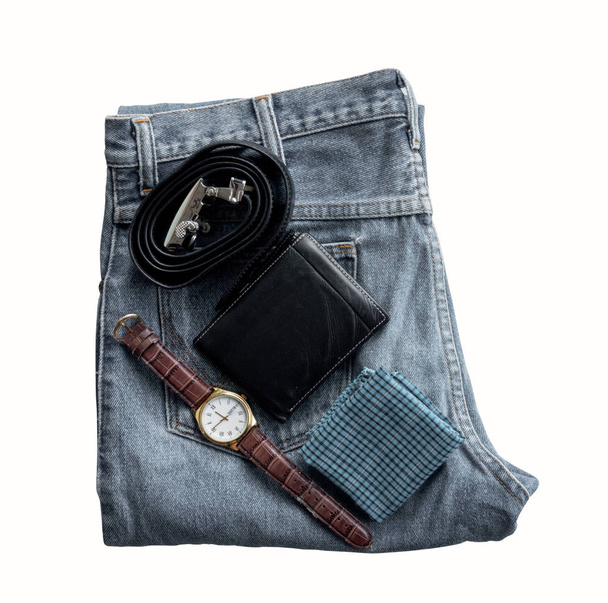 cierre de hombre con correa reloj y billetera
 - Foto, Imagen