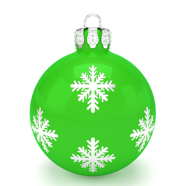 3D render - zöld karácsonyi csecsebecse felett fehér háttér - Fotó, kép