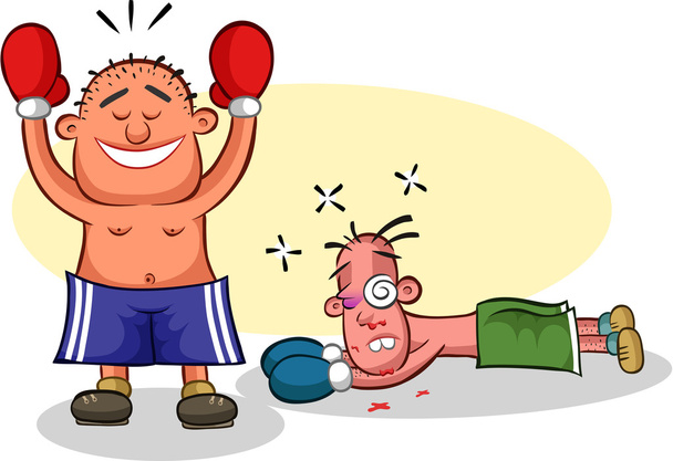Funny Boxing Match Cartoon - Vector, Image