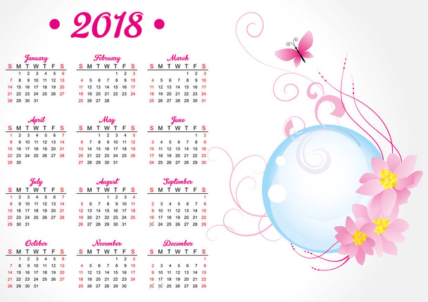 календарь с бабочкой и цветами
  - Вектор,изображение