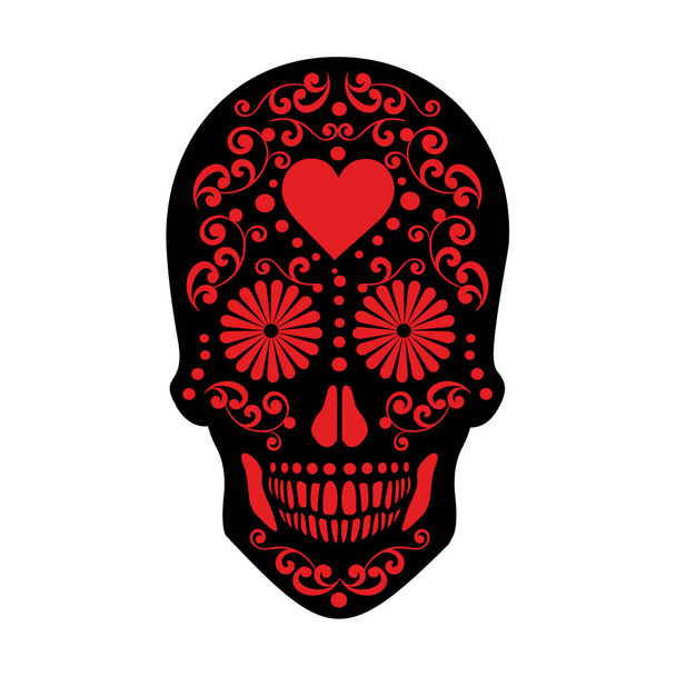 Svatá smrt, den mrtvých, mexické cukru lebky, vintage design trička - Vektor, obrázek
