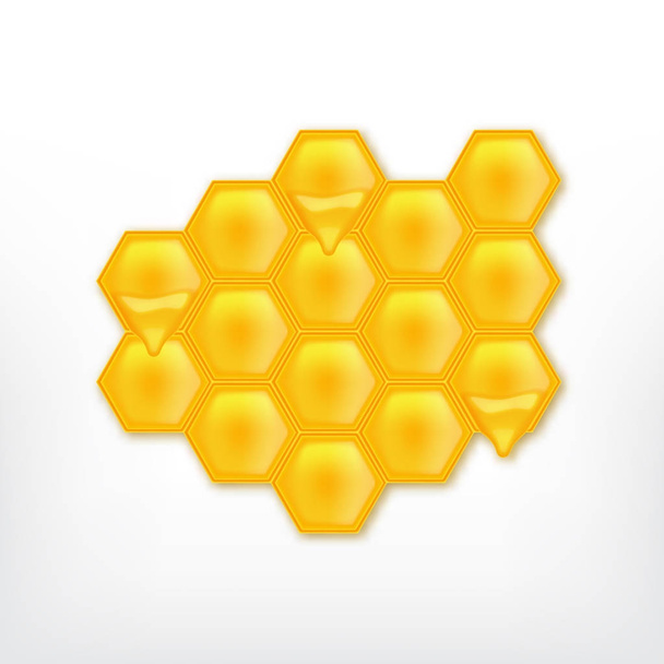 Peigne en nid d'abeille avec miel coulant - Vecteur, image
