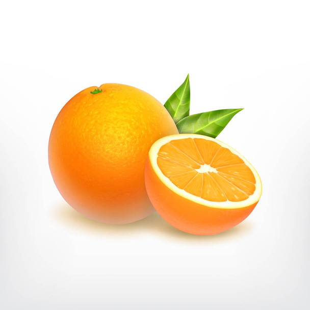 オレンジ色の果物とオレンジ スライス - ベクター画像