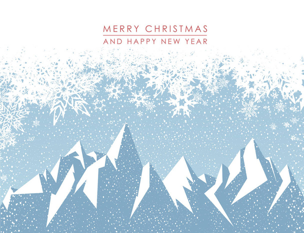 Winter mountain landscape scenery with Merry Christmas. - Vector, Image
