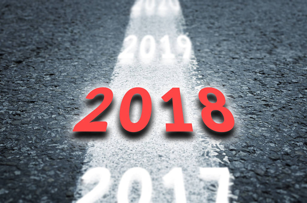Nový rok 2018 koncept. Silnice nový rok 2018.    - Fotografie, Obrázek