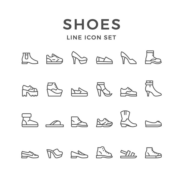 Definir ícones de linha de sapatos
 - Vetor, Imagem