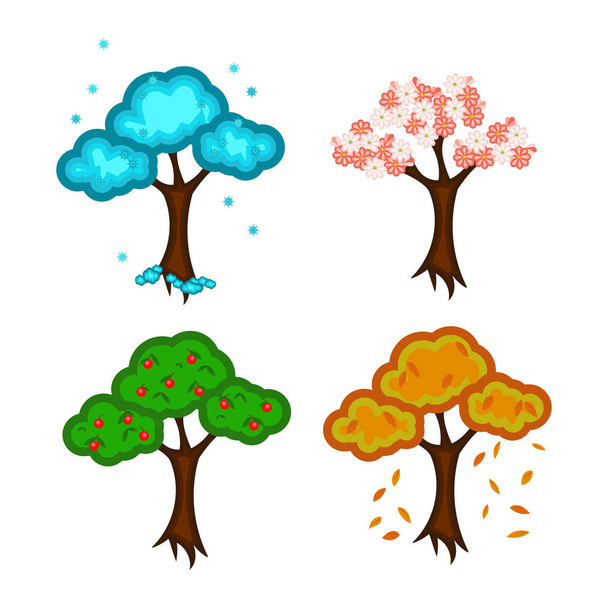 Beauty of nature . Seasons. Trees. Isolated. Set: trees - season - Vector, Image