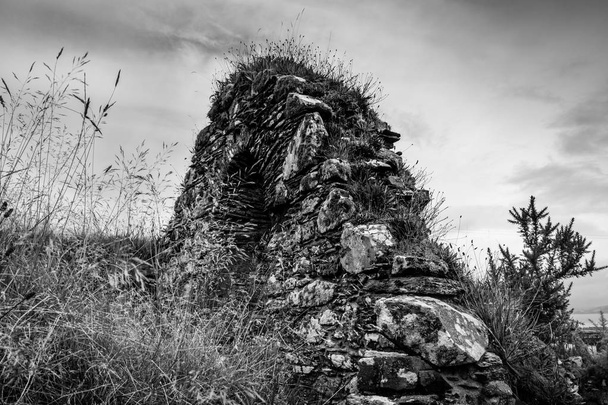 Ruïnes van Kilchattan kerk met grassen en stekelbrem - Foto, afbeelding