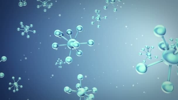 Animace pádu modely molekul ze skla a křišťálu. Animace z bezešvé smyčka. - Záběry, video