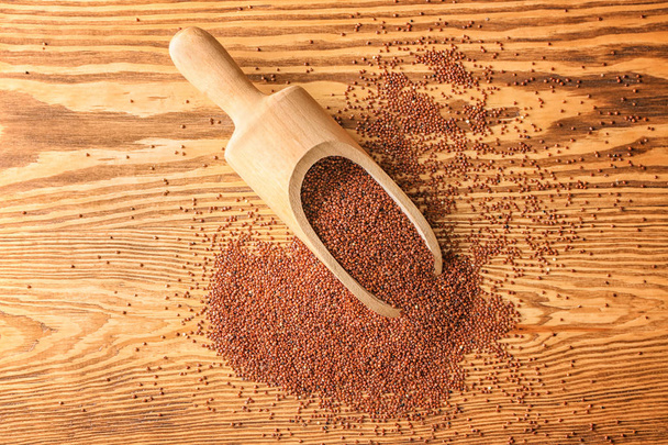 Red quinoa and scoop - Φωτογραφία, εικόνα
