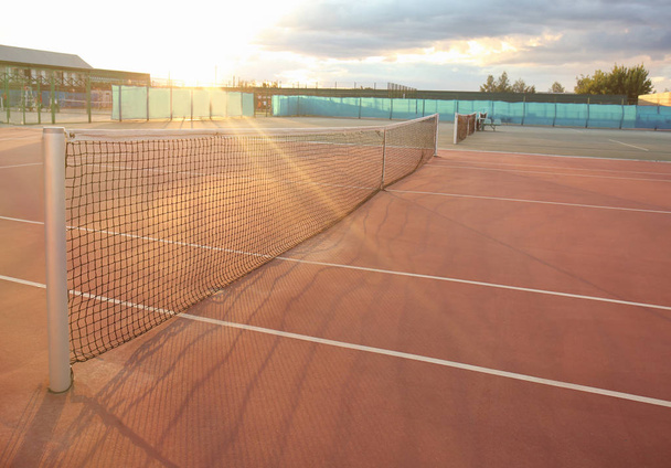 Beautiful tennis court on sunny day - Φωτογραφία, εικόνα