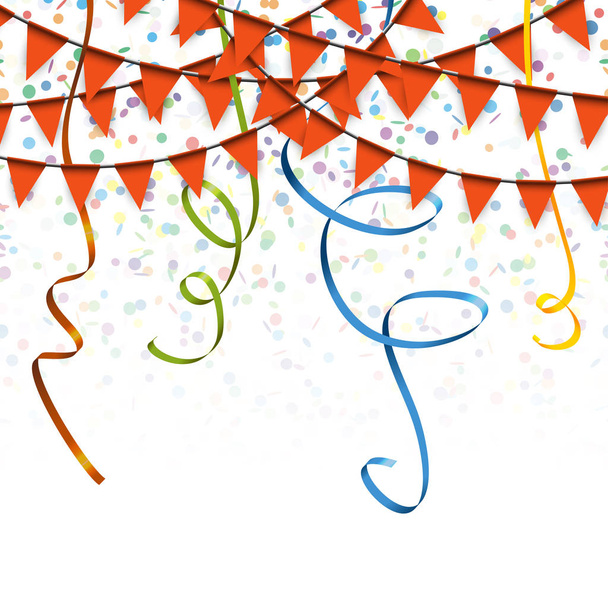 garlands, streamers and confetti background - Vector, Image