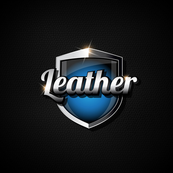 Black leather and metal tag shield blue - Vector, Image