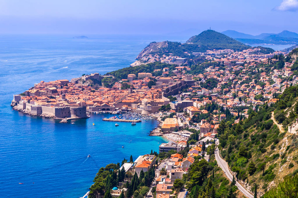 Lenyűgöző panoráma, Dubrovnik óvárosától és Adriai-tenger, Dalmácia, Horvátország, Európa - Fotó, kép