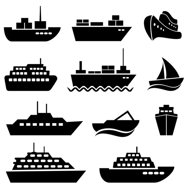 Hajó és csónak ikonok - Vektor, kép