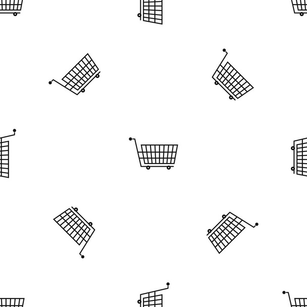 Large empty supermarket cart pattern seamless black - ベクター画像