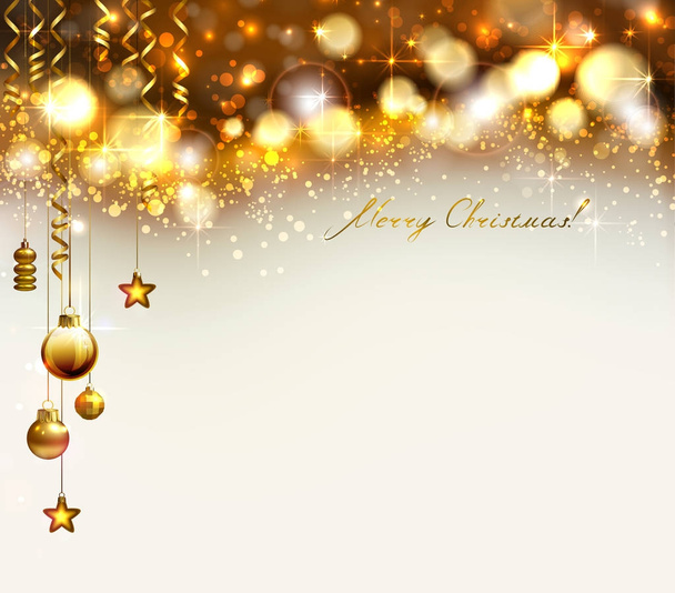 Christmas background with gold ornaments - Vector, Image