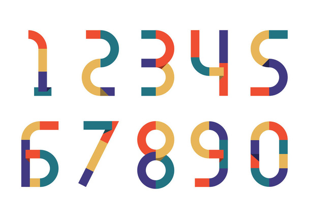 Numbers Retro Color paper - Διάνυσμα, εικόνα