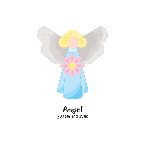 Anioł z ilustracja kwiat  - Wektor, obraz