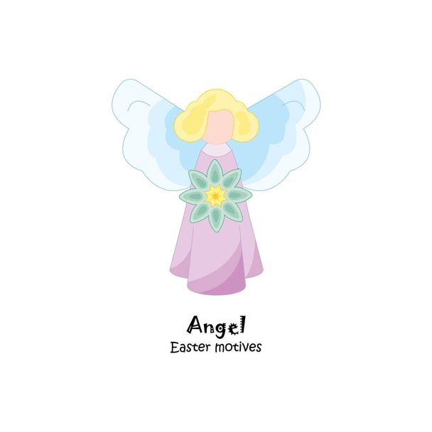 Ангел с иллюстрацией цветов
   - Вектор,изображение