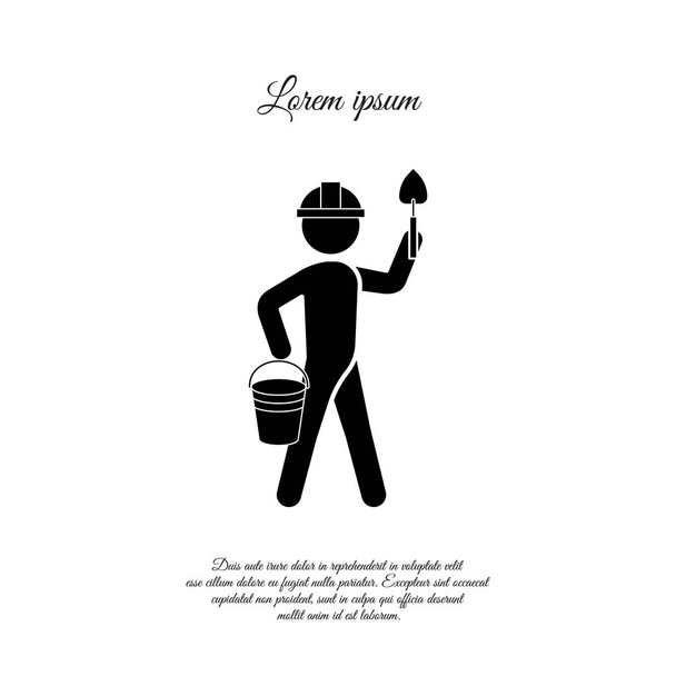строитель в шлеме с тростью
 - Вектор,изображение