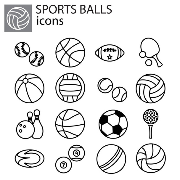 Sports balls web line set - Vector, Image