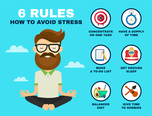 6 reglas para evitar la infografía de estrés
.  - Vector, Imagen