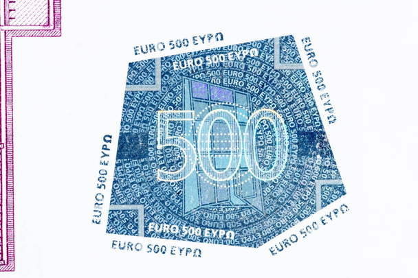Zbliżenie znak waluty euro pięćset. - Zdjęcie, obraz
