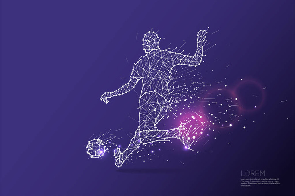 The particles, geometric art, line and dot of football player sh - Vector, Image