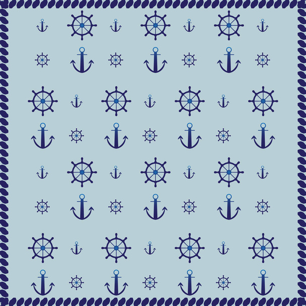  Ship wheel, anchor and rope abstract pattern background - Vector, Image