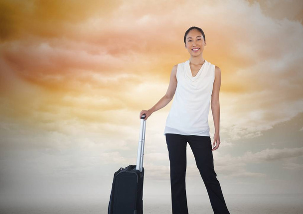 Businesswoman with travel bag   - Φωτογραφία, εικόνα