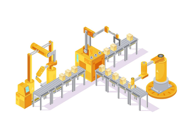 Conveyor Equipment Isometric Composition  - Vector, Image