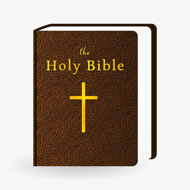 Holy Bible. Vector Vintage Leather Brown Book - Διάνυσμα, εικόνα