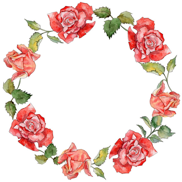 Wildblumen-Rosenblütenkranz im Aquarell-Stil. - Foto, Bild