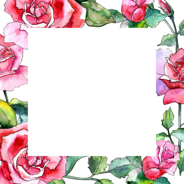 Дика квіткова рамка троянди в акварельному стилі
. - Фото, зображення
