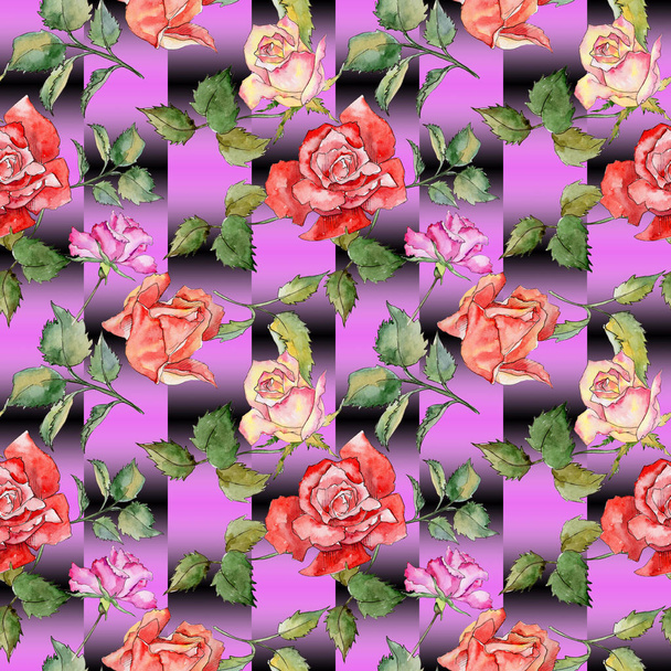 Wildflower rose flower pattern in a watercolor style. - Zdjęcie, obraz