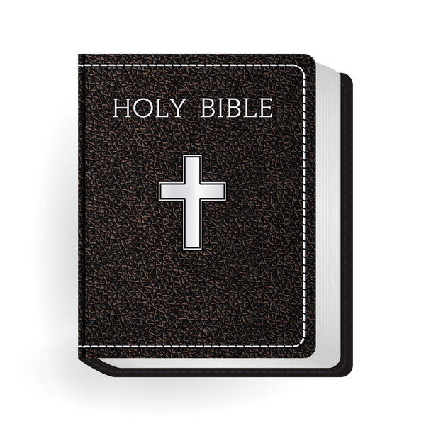 Szent Biblia. Vector-Vintage bőr barna könyv - Vektor, kép
