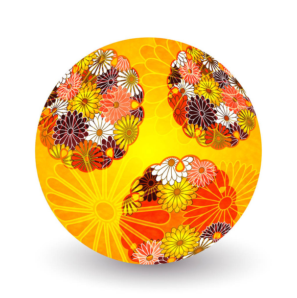 chrysanthemum New Year cards Hand ball icon - Διάνυσμα, εικόνα
