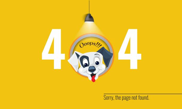 σφάλμα 404 σύνδεσης με την έννοια του σκύλου το νέο έτος. Διάνυσμα - Διάνυσμα, εικόνα