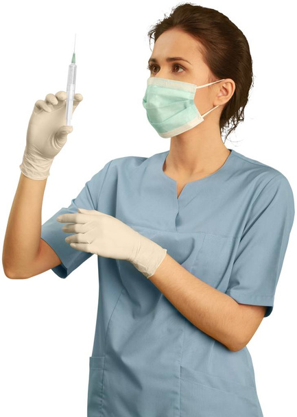 Young female doctor with syringe - Zdjęcie, obraz