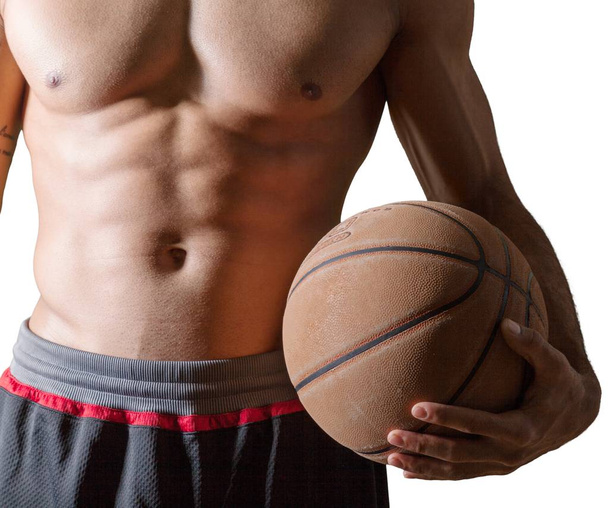 sporty man with basketball ball  - Foto, Imagen