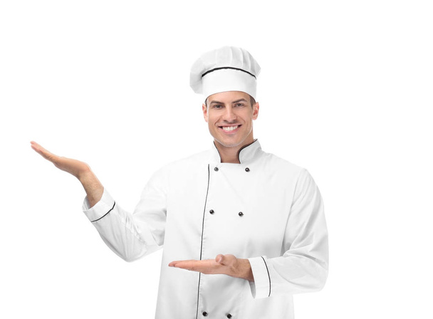 Male chef on white background - Zdjęcie, obraz