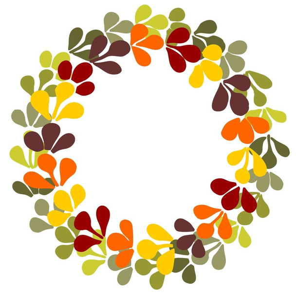 Pastel autumn laurel vector wreath frame on white background - Vektor, Bild